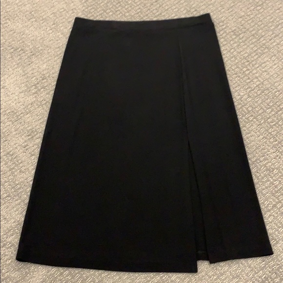 EUC Black Elasticized Waisted Skirt with Slit - Picture 2 of 7